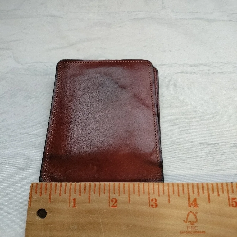 Rossi Caruso Men's Bi-fold Wallet Leather Card Holder Two Cash Slots Brown